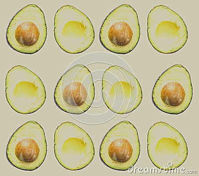 Avocado half citrus pattern wallpaper Cartoon Illustration