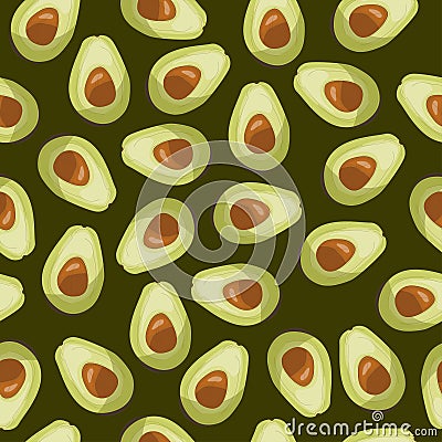 Avocado half seamless pattern. Vector illustration. Vector Illustration