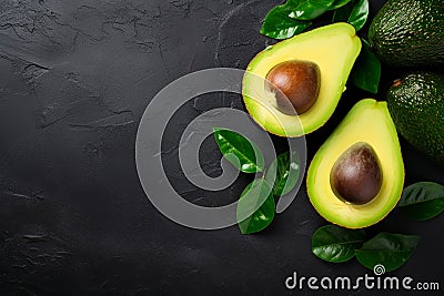 Avocado healthly fruit on black Stock Photo