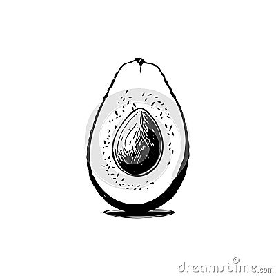 Avocado Icon hand draw black thanksgiving fruit colour logo symbol perfect Vector Illustration