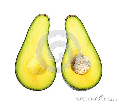 Avocado isolated on white background, Half Stock Photo