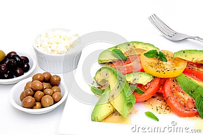 Avocado Salad And Olives Stock Photo
