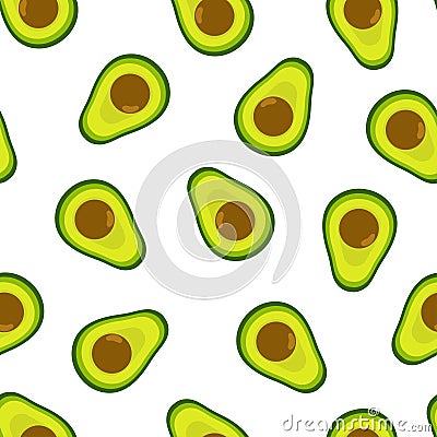 Avocado seamless pattern. Summer healthy background. Organic food ingredient print Vector Illustration