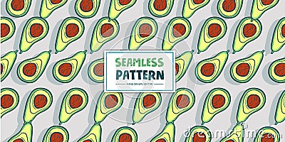 Avocado Seamless Pattern Vector Illustration Vector Illustration