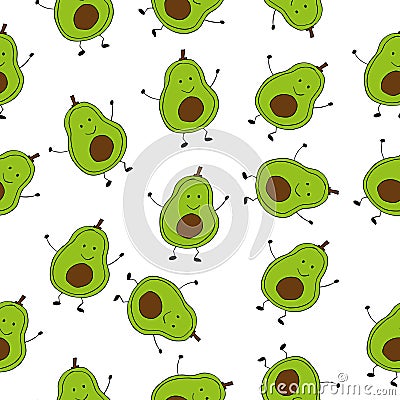 Avocado seamless pattern vector wallpaper Vector Illustration