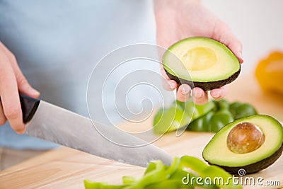 Avocado Slicing Stock Photo