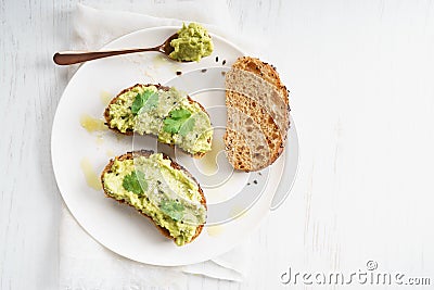 Avocado Smash on Toast Stock Photo