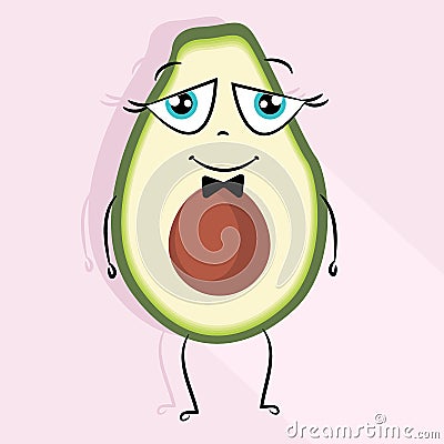 avocado sticker, character with funny face Stock Photo