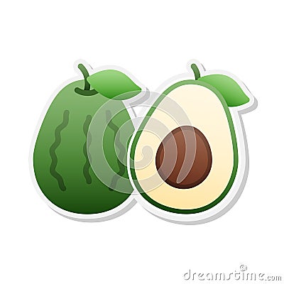 Avocado sticker icon, Vector, Illustration. Vector Illustration