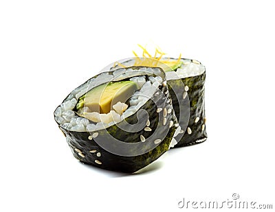 Avocado Sushi, Green Kappamaki Rolls, Traditional Japanese Susi, Abstract Generative AI Illustration Stock Photo