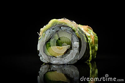 Avocado Sushi, Green Kappamaki Rolls, Traditional Japanese Susi, Abstract Generative AI Illustration Stock Photo