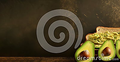 Avocado toast banner. Generate Ai Stock Photo