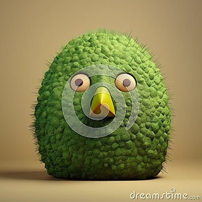 Avocadopunk: A Playful And Lively Green Bird Rendered In Cinema4d Stock Photo