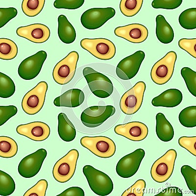 Avocado Tropical Fruit Seamless Pattern Vector Graphic Art - Four Tiles assembled Vector Illustration