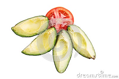 Avocatto and tomato on white background Stock Photo