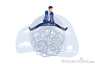 Avoid business trouble risk, smart thinking to overcome difficulty obstacle or emotional problem, solving problem concept, smart Vector Illustration