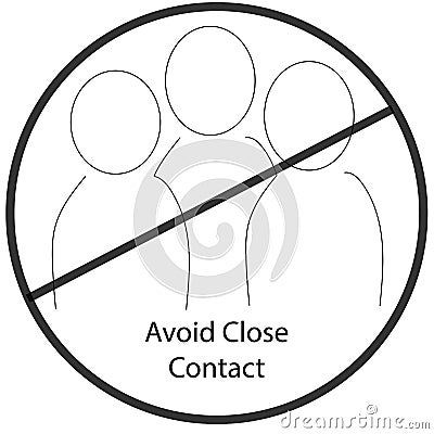 Avoid Close contact circle vector icon with three people for COVID-19 Coronavirus pandemic public health and social distancing con Vector Illustration