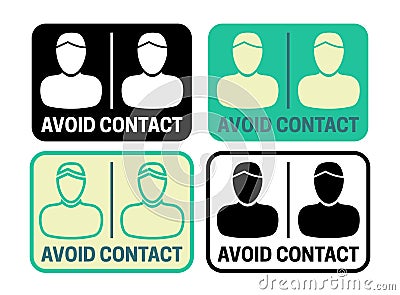 Avoid Contact Icon Set Vector Illustration