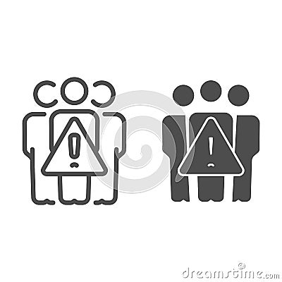 Avoid crowds line and solid icon, Coronavirus prevention concept, Keep social distance sign on white background Vector Illustration