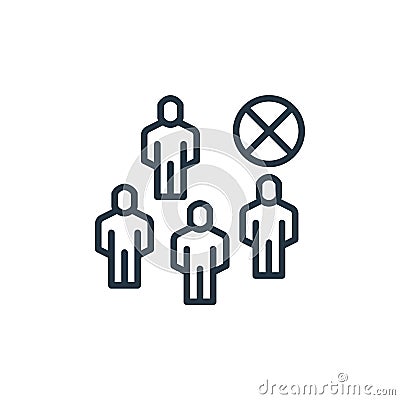 avoid crowds vector icon isolated on white background. Outline, thin line avoid crowds icon for website design and mobile, app Vector Illustration