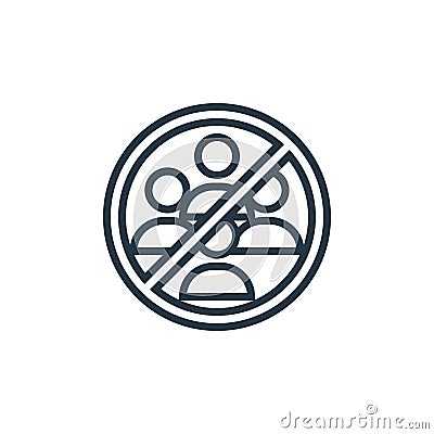 avoid crowds vector icon isolated on white background. Outline, thin line avoid crowds icon for website design and mobile, app Vector Illustration