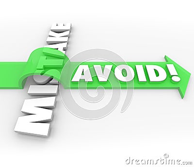 Avoid Mistake Arrow Over Word Prevent Problem Error Stock Photo