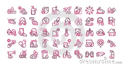 Avoid and prevent spread of covid19 icons set gradient icon Vector Illustration