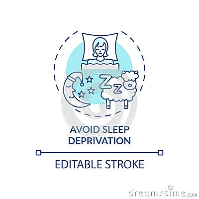 Avoid sleep deprivation blue concept icon Vector Illustration