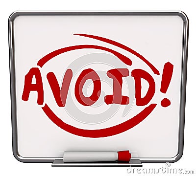 Avoid Word Written Dry Erase Board Warning Danger Prevention Precaution Stock Photo