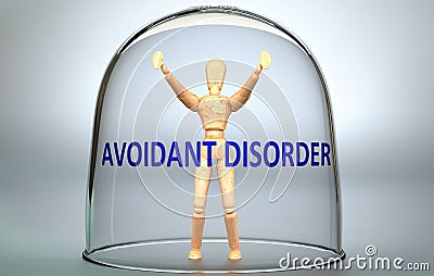 Avoidant disorder can separate a person from the world and lock in an isolation that limits - pictured as a human figure locked Cartoon Illustration