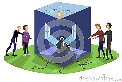 Avoidant personality disorder, social anxiety Vector Illustration