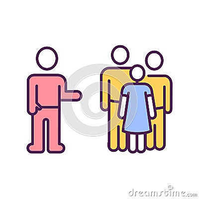 Avoiding infected people RGB color icon Vector Illustration