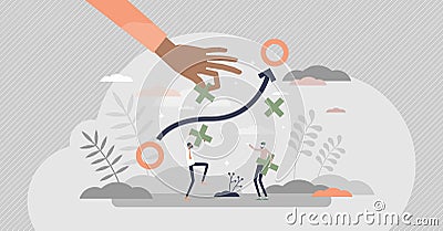 Avoiding obstacles and overcome work problems in path tiny persons concept Vector Illustration