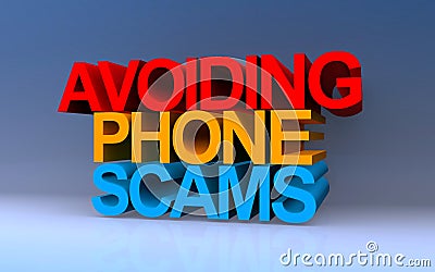 avoiding phone scams on blue Stock Photo