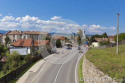 Avram Iancu main road in Toplita city Stock Photo