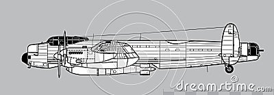 Avro Lancaster B.I Special with Grand Slam deep penetration bomb. Side view. Vector Illustration