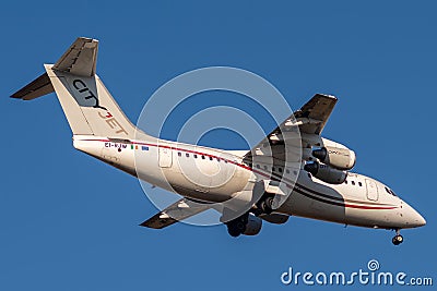 Avro RJ85 operated by CityJet landing Editorial Stock Photo