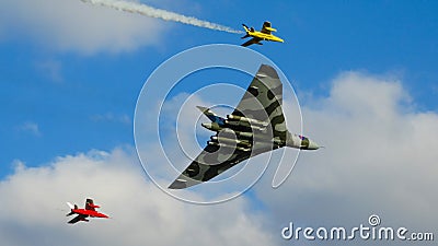 Avro Vulcan with two Folland Gnats Editorial Stock Photo