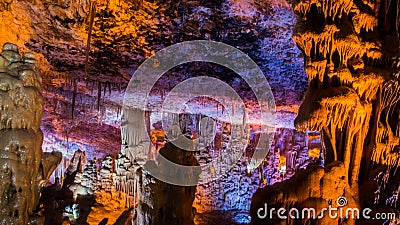 The Avshalom ave, aka Soreq cave, aka Stalactite Cave at Judean Hills in Israel Stock Photo