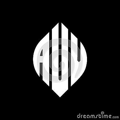 AVV circle letter logo design with circle and ellipse shape. AVV ellipse letters with typographic style. The three initials form a Vector Illustration