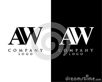 Aw, wa letter modern initial logo design vector, with white and black color that can be used for any creative business. Vector Illustration