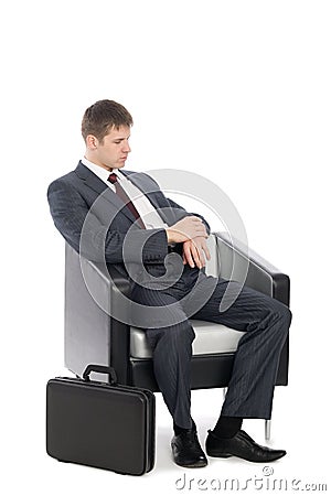 Awaiting a handsome young businessman Stock Photo