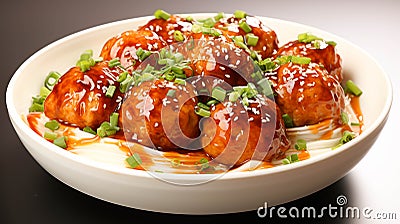 awan ba wan taiwanese meatball delicious street food on white plate Stock Photo