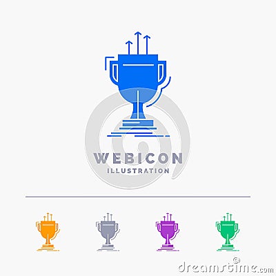award, competitive, cup, edge, prize 5 Color Glyph Web Icon Template isolated on white. Vector illustration Vector Illustration