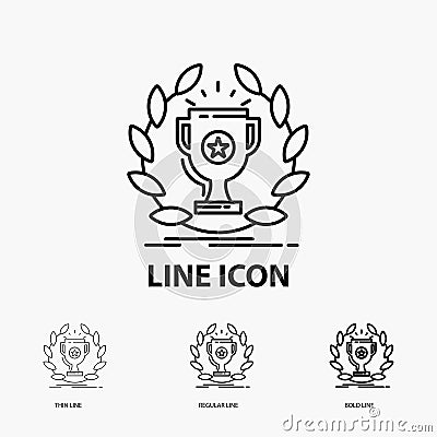award, cup, prize, reward, victory Icon in Thin, Regular and Bold Line Style. Vector illustration Vector Illustration