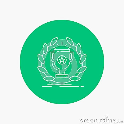 award, cup, prize, reward, victory White Line Icon in Circle background. vector icon illustration Vector Illustration