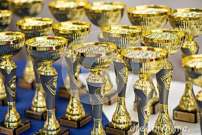 Award cups for the exhibition Stock Photo