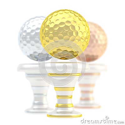 Award golf ball sport trophy cup Stock Photo