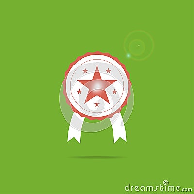 Award icon, symbol with star inside and sparkle Vector Illustration