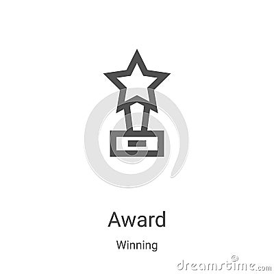 award icon vector from winning collection. Thin line award outline icon vector illustration. Linear symbol for use on web and Vector Illustration